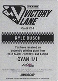 Kyle Busch 2018 Panini Victory Lane Racing AUTHENTIC CYAN PRINTING PLATE (Champions Series) Extremely Rare Collectible NASCAR Trading Card #1/1