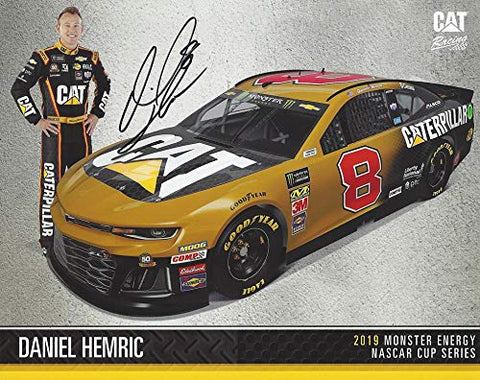 AUTOGRAPHED 2019 Daniel Hemric #8 Caterpillar CAT Chevrolet Camaro (Richard Childress Racing) Monster Energy Cup Rookie Signed Collectible Picture NASCAR 8X10 Inch Official Hero Card Photo with COA