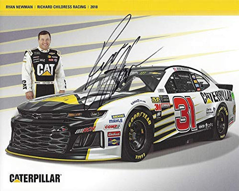 AUTOGRAPHED 2018 Ryan Newman #31 Caterpillar Team (Richard Childres Racing) Monster Energy Cup Series Signed Collectible Picture 8X10 Inch NASCAR Hero Card Photo with COA