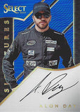 AUTOGRAPHED Alon Day 2017 Panini Select Racing SIGNATURES (Blue Prizm Parallel) Rare Signed NASCAR Collectible Trading Card #23/50