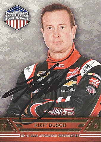 AUTOGRAPHED Kurt Busch 2014 Press Pass American Thunder Racing (#41 Stewart-Haas Team) Sprint Cup Series Signed NASCAR Collectible Trading Card with COA