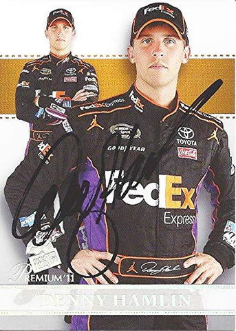 AUTOGRAPHED Denny Hamlin 2011 Press Pass Premium Racing SUITED UP (#11 FedEx Express Team) Joe Gibbs Toyota Signed NASCAR Collectible Trading Card with COA