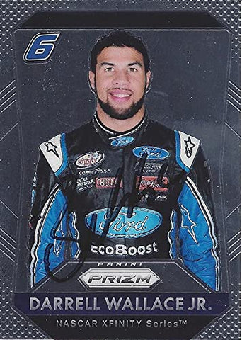 AUTOGRAPHED Bubba Wallace 2016 Panini Prizm (#6 Ford EcoBoost Team) Xfinity Series Roush-Fenway Racing Signed Collectible NASCAR Trading Card with COA