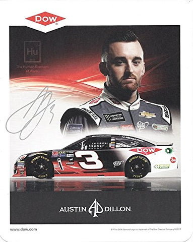 AUTOGRAPHED 2017 Austin Dillon #3 DOW Chevrolet Team (Richard Childress Racing) Monster Energy Cup Series Signed Collectible Picture 8X10 Inch NASCAR Hero Card Photo with COA