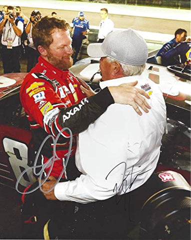 2X AUTOGRAPHED 2017 Dale Jr. & Rick Hendrick #88 Axalta HOMESTEAD FINAL RACE Dual Signed Picture 8X10 Inch NASCAR Glossy Photo with COA