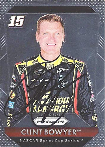 AUTOGRAPHED Clint Bowyer 2016 Panini Prizm Racing (#15 HScott Motorsports Driver) 5-Hour Energy Sprint Cup Series Chrome Signed NASCAR Collectible Trading Card with COA