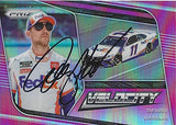 AUTOGRAPHED Denny Hamlin 2020 Panini Prizm VELOCITY (#11 FedEx Team) Joe Gibbs Racing NASCAR Cup Series RARE PINK PRIZM Insert Signed Collectible NASCAR Trading Card with COA #20/50
