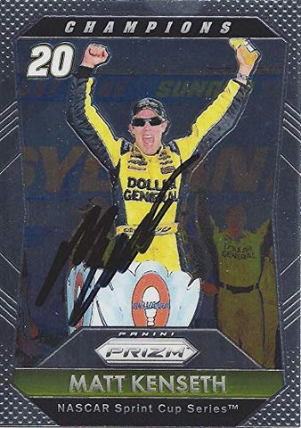 AUTOGRAPHED Matt Kenseth 2016 Panini Prizm Racing CHAMPIONS Joe Gibbs Team Signed NASCAR Collectible Trading Card with COA