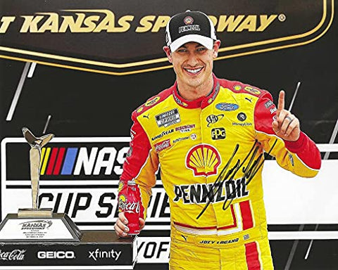 AUTOGRAPHED 2020 Joey Logano #22 Pennzoil Racing KANSAS RACE WIN (Hollywood Casino 400) Victory Lane Trophy Signed Picture 8X10 Inch NASCAR Glossy Photo with COA