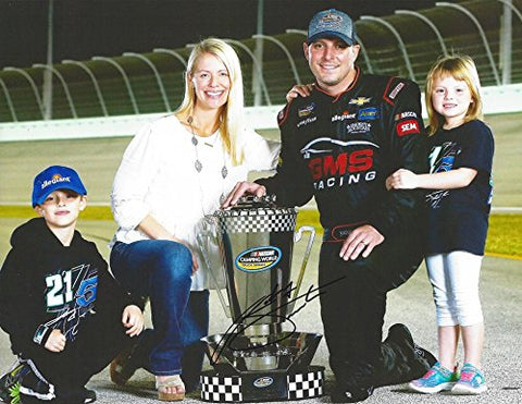 AUTOGRAPHED 2016 Johnny Sauter #21 GMS Racing NASCAR TRUCK SERIES CHAMPION (Family & Trophy Pose) Camping World Truck Series Signed Collectible Picture NASCAR 9X11 Inch Glossy Photo with COA
