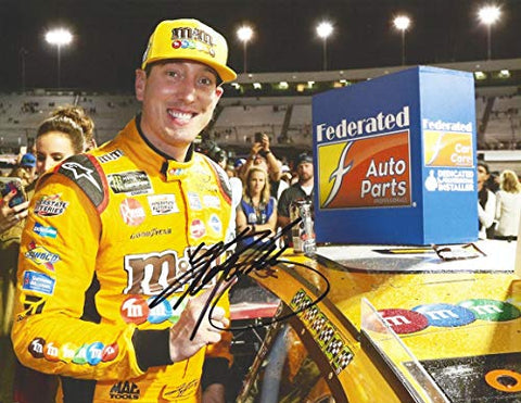 AUTOGRAPHED 2018 Kyle Busch #18 M&Ms Racing RICHMOND SWEEP RACE WIN (Federated Auto 400) Win Stickers Monster Cup Series Signed Collectible Picture NASCAR 9X11 Inch Glossy Photo with COA