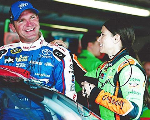 2X AUTOGRAPHED Danica Patrick & Clint Bowyer 2015 GARAGE AREA Signed 8X10 Picture NASCAR Photo with COA