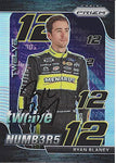 AUTOGRAPHED Ryan Blaney 2020 Panini Prizm Racing NUMBERS RARE PRIZM (#12 Menards) Team Penske NASCAR Cup Series Insert Signed Collectible Trading Card with COA