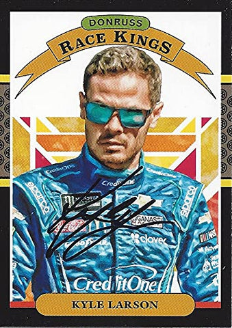 AUTOGRAPHED Kyle Larson 2018 Panini Donruss RACE KINGS (#42 Credit One Bank) Chip Ganassi Racing Monster Cup Series Black Border Signed NASCAR Collectible Trading Card with COA