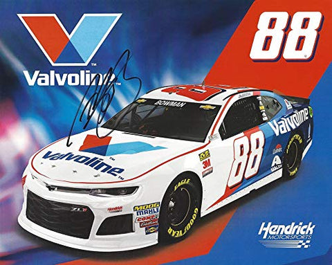 AUTOGRAPHED 2018 Alex Bowman #88 Valvoline Racing PATRIOTIC RED-WHITE-BLUE (Hendrick Motorsports) Monster Energy Cup Series Signed Collectible Picture NASCAR 8X10 Inch Hero Card Photo with COA
