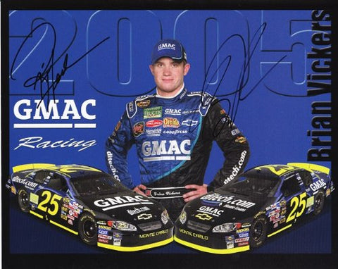 2X SIGNED 2005 Brian Vickers & Rick Hendrick #25 GMAC Team 8X10 NASCAR Hero Card COA