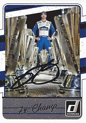 AUTOGRAPHED Jimmie Johnson 2017 Panini Donruss Racing 7X CHAMP (#48 Lowes Team) Hendrick Motorsports Signed NASCAR Collectible Trading Card with COA