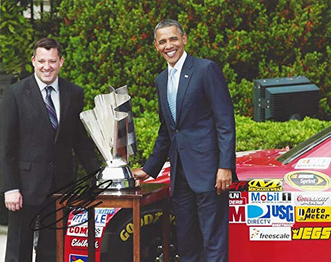 AUTOGRAPHED 2011 Tony Stewart #14 Office Depot Racing WHITE HOUSE CHAMPIONSHIP VISIT (Champ Trophy Pose with Obama) Sprint Cup Series Signed Collectible Picture 8X10 Inch NASCAR Glossy Photo with COA