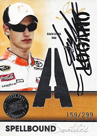AUTOGRAPHED Joey Logano 2010 Press Pass Racing SPELLBOUND SWATCHES (Letter A) Race-Used Tire Piece Rookie #20 Home Depot Team Relic Insert Signed Collectible NASCAR Trading Card with COA (#159 of only 299)