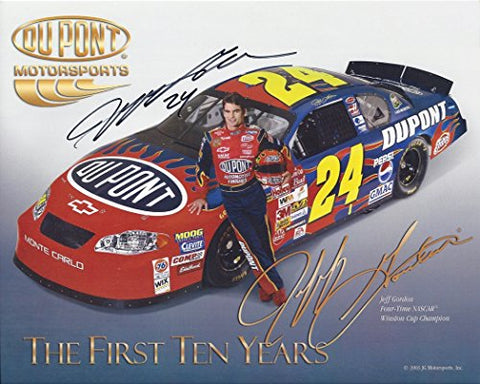 AUTOGRAPHED 2003 Jeff Gordon #24 Dupont Flames Racing 4X WINSTON CUP CHAMPION (The First Ten Years) Hendrick Motorsports Signed Collectible Picture NASCAR 8X10 Inch Hero Card Photo with COA