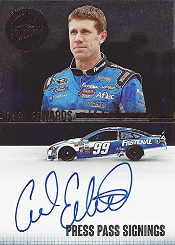 AUTOGRAPHED Carl Edwards 2015 Press Pass SIGNINGS (#99 Fastenal Racing) Chrome Insert NASCAR Signed Collectible Trading Card with COA