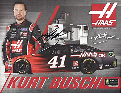 AUTOGRAPHED 2018 Kurt Busch #41 Haas Automation Team (Stewart Haas Racing) Monster Energy Cup Series Signed Collectible Picture NASCAR 9X11 Inch Hero Card Photo with COA