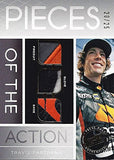 TRAVIS PASTRANA 2012 Press Pass Red Line Racing PIECES OF THE ACTION (2-Color Firesuit, Glove, Shoe) Boost Mobile Rare Rookie Rare Insert Collectible NASCAR Trading Card (#20 of 25)