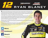 AUTOGRAPHED 2019 Ryan Blaney #12 Pennzoil - Menards Ford Mustang (Team Penske Racing) Monster Energy Cup Series Signed Collectible Picture NASCAR 8X10 Inch Official Hero Card Photo with COA