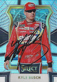 AUTOGRAPHED Kyle Busch 2017 Panini Select Racing GRANDSTAND (#18 Skittles Team) PRIZM Signed Collectible NASCAR Trading Card with COA