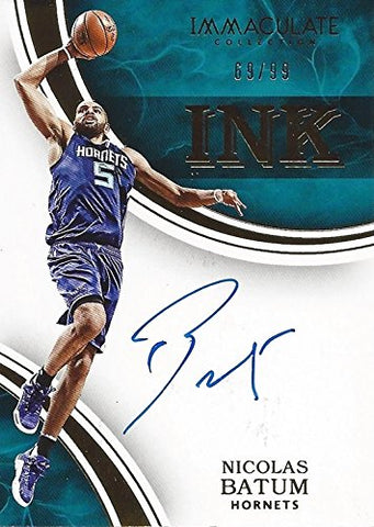 AUTOGRAPHED Nicolas Batum 2015-16 Panini Immaculate Collection IMMACULATE INK SIGNATURE (Charlotte Hornets) Rare Signed Insert NBA Collectible Basketball Trading Card #69/99