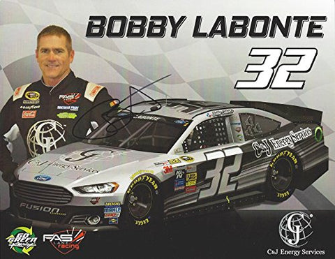 AUTOGRAPHED 2015 Bobby Labonte #32 C&J Energy Services (Sprint Cup Series) Fast Lane Racing Signed 9X11 Picture NASCAR Hero Card with COA