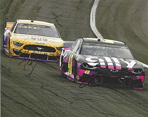 2X AUTOGRAPHED Ryan Blaney & Jimmie Johnson 2020 Auto Club 400 at Fontana KOBE BRYANT TRIBUTE (#12 BodyArmor Car) Dual Signed Picture 8X10 Inch NASCAR Glossy Photo with COA