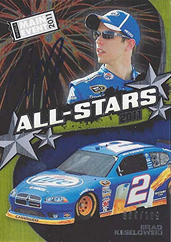 AUTOGRAPHED Brad Keselowski 2011 Press Pass Wheels Main Even Racing ALL-STARS (#2 Miller Lite) Team Penske Rare Insert Signed Collectible NASCAR Trading Card with COA #086/199