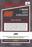 AUTOGRAPHED Joey Logano 2018 Panini Donruss Racing ELITE DOMINATOR (#22 Pennzoil Penske Team) Green Parallel Insert Signed NASCAR Collectible Trading Card with COA #822/999