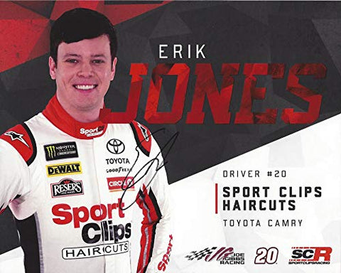 AUTOGRAPHED 2018 Erik Jones #20 Sport Clips Haircuts Toyota Team (Joe Gibbs Racing) Monster Energy Cup Series Signed Collectible Picture NASCAR 8X10 Inch Hero Card Photo with COA