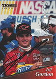 AUTOGRAPHED Jeff Gordon 1994 TRAKS Premium Racing DAYTONA BUSCH CLASH WINNER #24 DuPont Rainbow Team Hendrick Motorsports Vintage Signed NASCAR Collectible Trading Card with COA