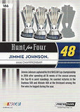 AUTOGRAPHED Jimmie Johnson 2009 Press Pass Racing HUNT FOR FOUR (2006 Championship Trophy) #48 Lowes Red Parallel Signed NASCAR Collectible Trading Card with COA