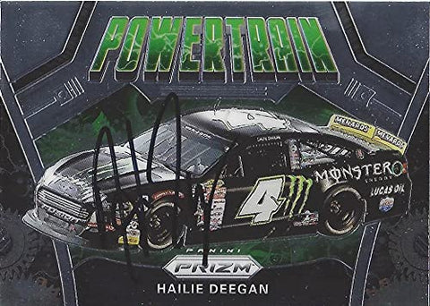 AUTOGRAPHED Hailie Deegan 2020 Panini Prizm Racing POWERTRAIN (#4 Monster Driver) ARCA Series Signed Collectible NASCAR Trading Card with COA