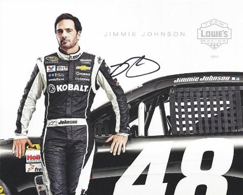 AUTOGRAPHED 2014 Jimmie Johnson #48 KOBALT TOOLS RACING (Hendrick Motorsports) 8X10 SIGNED NASCAR Hero Card w/COA