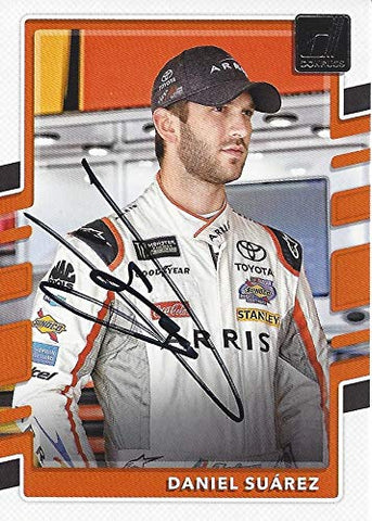 AUTOGRAPHED Daniel Suarez 2018 Panini Donruss Racing (#19 Arris Toyota Team) Monster Cup Series Signed NASCAR Collectible Trading Card with COA