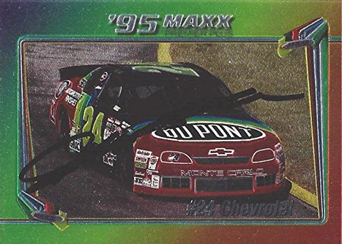 AUTOGRAPHED Jeff Gordon 1995 Maxx Racing (#24 DuPont Chevrolet Monte Carlo) Hendrick Motorsports Winston Cup Series Rainbow Chrome Vintage Signed NASCAR Collectible Trading Card with COA