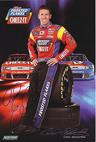 AUTOGRAPHED 2012 Carl Edwards #99 Frosted Flakes/CheezIt Racing (Tony the Tiger) Roush Signed 6X9 NASCAR Hero Card with COA
