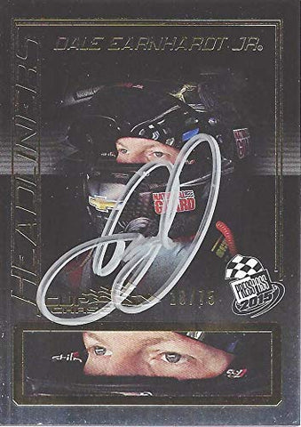 AUTOGRAPHED Dale Earnhardt Jr. 2015 Press Pass Cup Chase Edition Racing HEADLINERS (#88 National Guard) Chrome Gold Insert Signed NASCAR Collectible Trading Card #17/75 with COA and Toploader