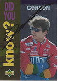 AUTOGRAPHED Jeff Gordon 1995 Upper Deck Racing DID YOU KNOW (#24 DuPont Team) Hendrick Motorsports Vintage Chrome Signed Collectible NASCAR Trading Card with COA