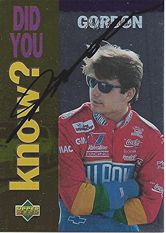 AUTOGRAPHED Jeff Gordon 1995 Upper Deck Racing DID YOU KNOW (#24 DuPont Team) Hendrick Motorsports Vintage Chrome Signed Collectible NASCAR Trading Card with COA