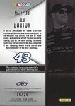 JEB BURTON 2016 Panini Prizm Racing FIRESUIT FABRICS (2-Color Race Used Patch) #43 J. Streicherm Team Red Flag Parallel Insert Collectible NASCAR Trading Card #16/25