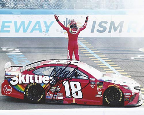 AUTOGRAPHED 2019 Kyle Busch #18 Skittles Team PHOENIX ISM RACE WIN (Victory Celebration) Joe Gibbs Racing Monster Cup Series Signed Collectible Picture 8X10 Inch NASCAR Glossy Photo with COA