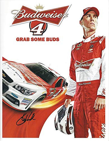 AUTOGRAPHED 2014 Kevin Harvick #4 Budweiser Team GRAB SOME BUDS (Stewart Haas Racing) Sprint Cup Series Signed Collectible Picture 9X11 Inch NASCAR Hero Card Photo with COA