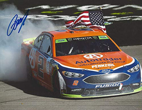 AUTOGRAPHED 2018 Brad Keselowski #2 Auto Trader LAS VEGAS PLAYOFF RACE WIN (South Point 400) American Flag Burnout Monster Cup Series Signed Collectible Picture NASCAR 9X11 Inch Glossy Photo with COA