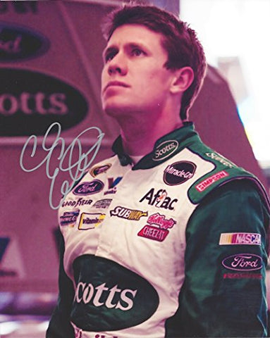 AUTOGRAPHED 2010 Carl Edwards #99 Scotts Team (Roush Racing) Nextel Cup Series Garage Area 8X10 Inch Signed Picture NASCAR Glossy Photo with COA